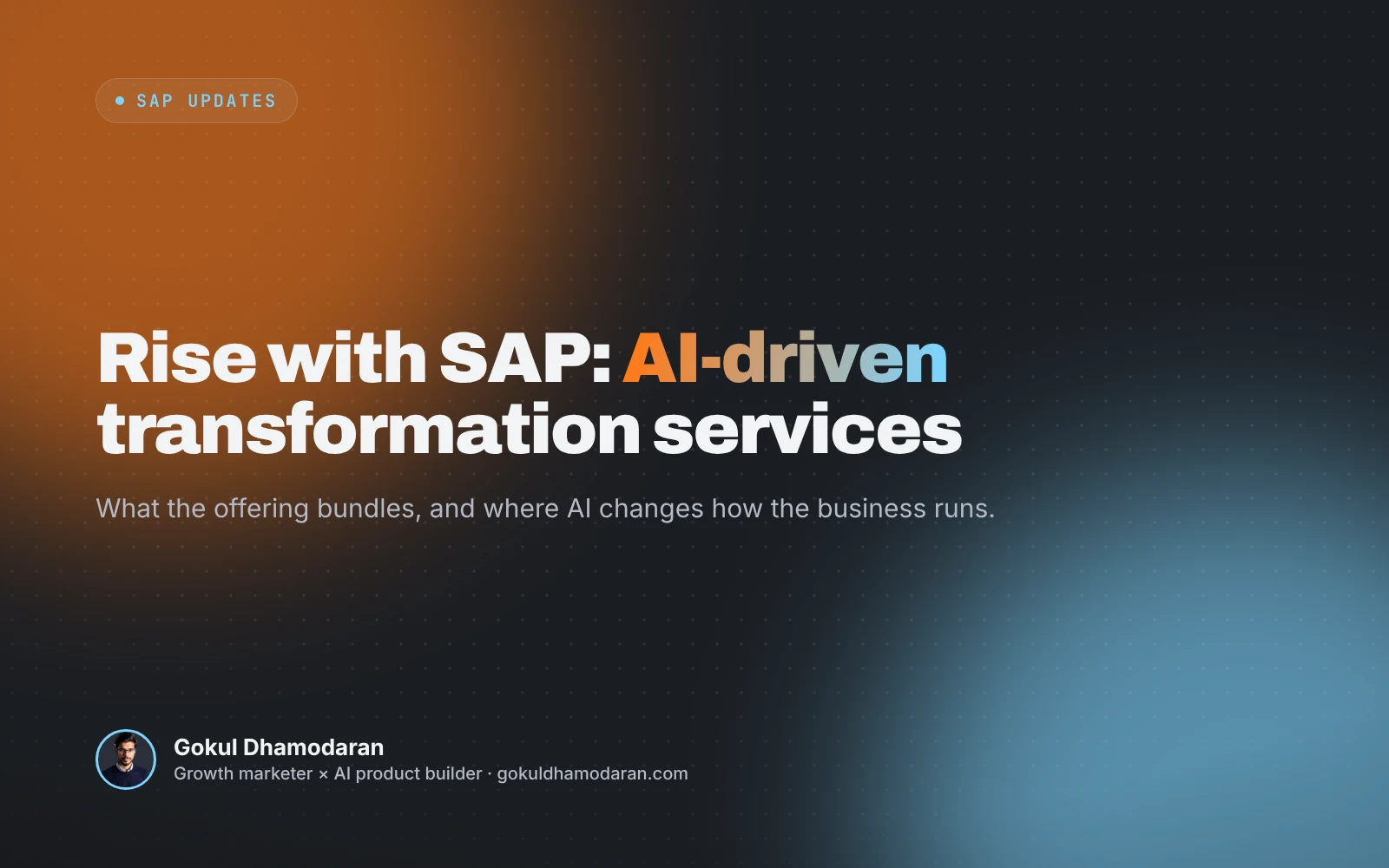 Rise with SAP: AI-Driven Transformation Services, cover image by Gokul Dhamodaran